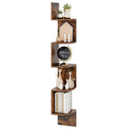 Topbuy 5-Tier Corner Shelf Wall Mount Floating Corner Bookshelf Industrial Corner Ladder Shelf Coffee