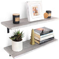 Under.Stated Floating Wall Shelves, 24” Wall Mounted Hanging Shelf Set for Living Room, Office, Kitchen, Bathroom &, Perfect Home Room Wall Decor, Designed with Rustic Pattern – (Whitewash)