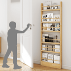 VGBYUJ 6 Tier Behind The Door Bookshelf, 70" Behind The Door Storage Organizer, Wall Mount Bookcases for Narrow Space, Solid Wood