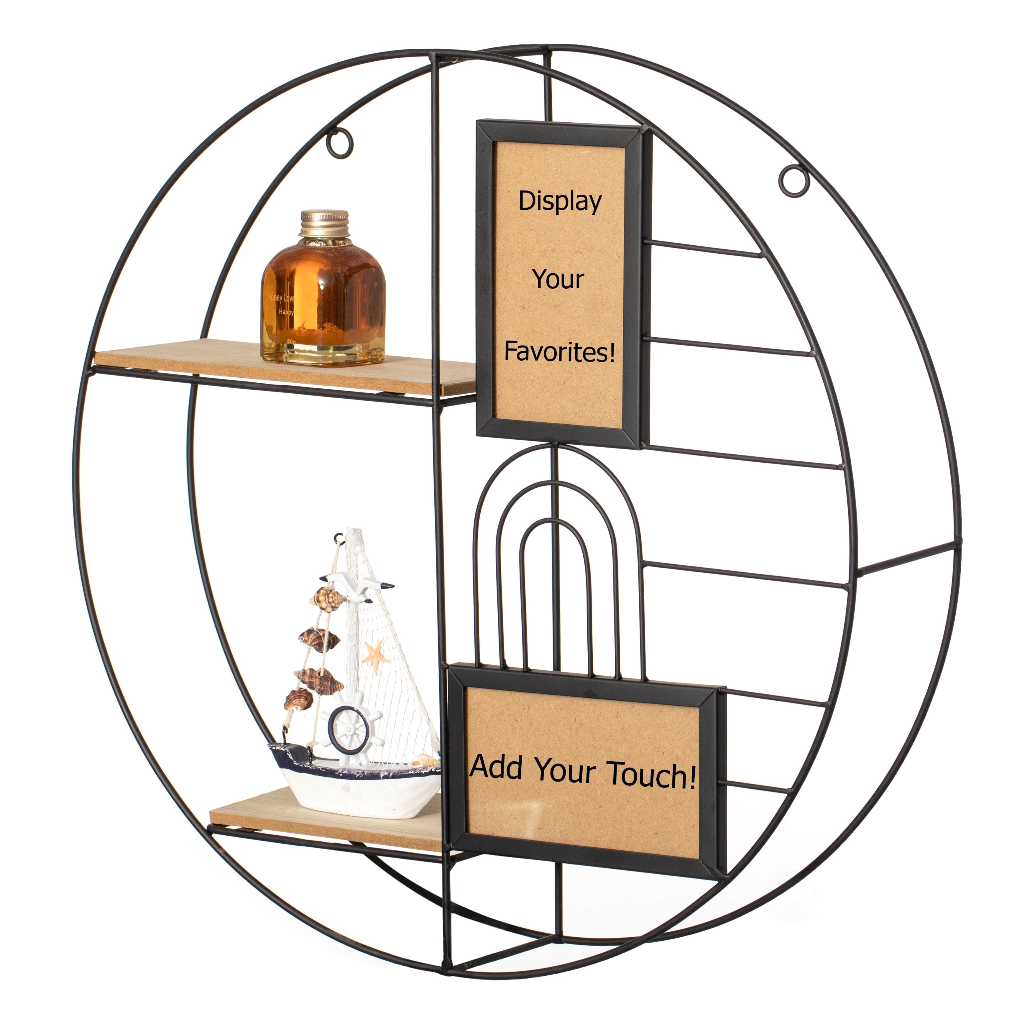 Vintiquewise 4-Tier Floating Circular Silhouette Wall Shelf - Metal Wall-Mounted Display Shelf, Multi-Functional Wall Storage - Perfect for Entryway, Bathroom, Bedroom, Living Room or Office, Gold