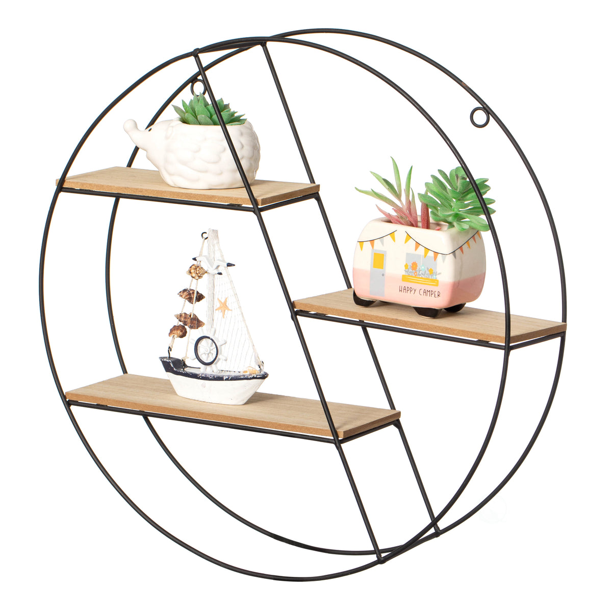 Vintiquewise 4-Tier Floating Circular Silhouette Wall Shelf - Metal Wall-Mounted Display Shelf, Multi-Functional Wall Storage - Perfect for Entryway, Bathroom, Bedroom, Living Room or Office, Gold