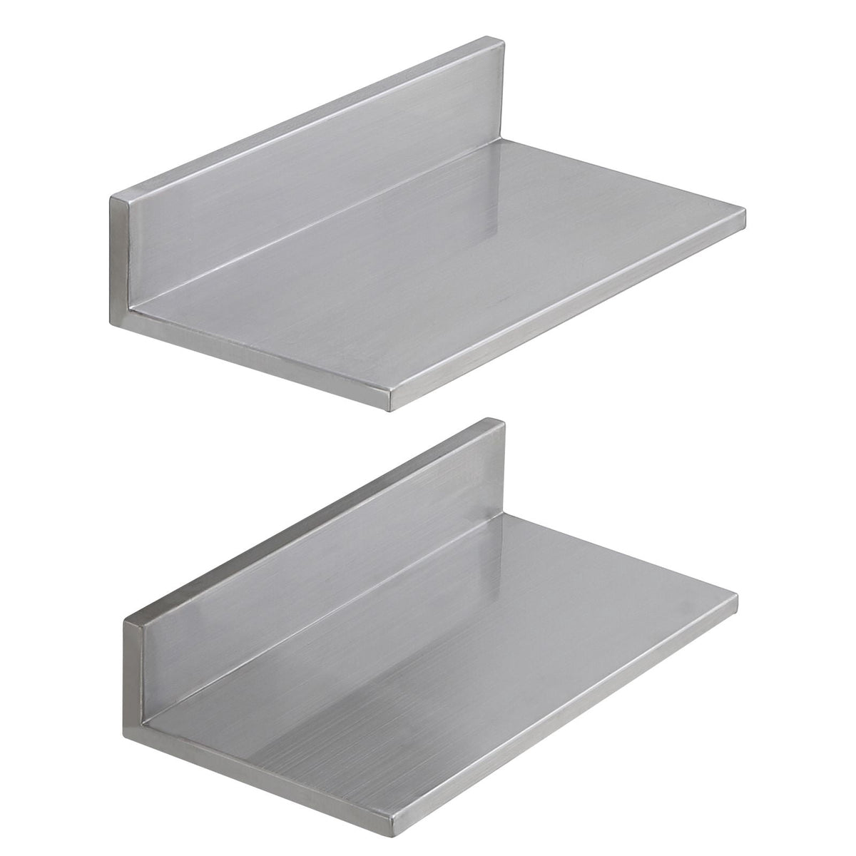 Wall-Mounted Stainless Steel Floating Shelf, 430 Stainless Steel, 44 lbs Capacity, L-Shape Design, for Kitchen Bedroom Garage