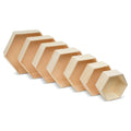 Wooden Hexagon Floating Shelves with Backs, 2 Sets of 7, Unfinished for Crafts and DIY Wall Décor: Modern, Geometric, Rustic, or Honeycomb, by Woodpeckers