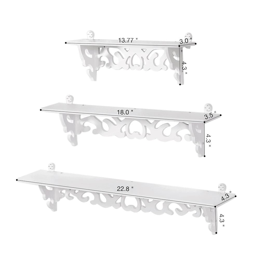 YLSHRF Display Wall Shelf, Wall Shelves,Set of 3 Shabby Floating Wall Shelves Bookshelf Display Wall Shelf Storage Rack
