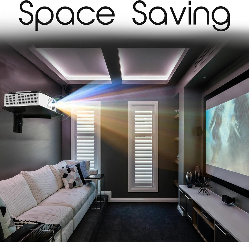 FEBTECH - Floating Shelf for Projector - Wall Entertainment Center Shelves - Floating Shelves for Tv,DVD Players, Games Consoles, Cable Boxes, TV Accessories, Black