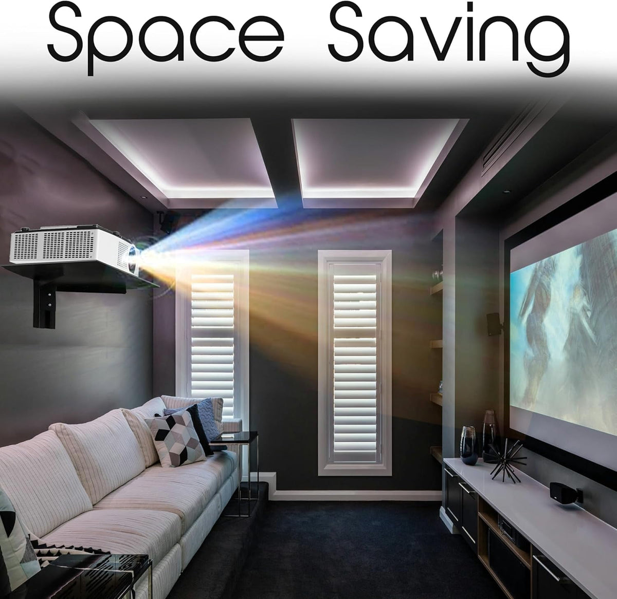 FEBTECH - Floating Shelf for Projector - Wall Entertainment Center Shelves - Floating Shelves for Tv,DVD Players, Games Consoles, Cable Boxes, TV Accessories, Black