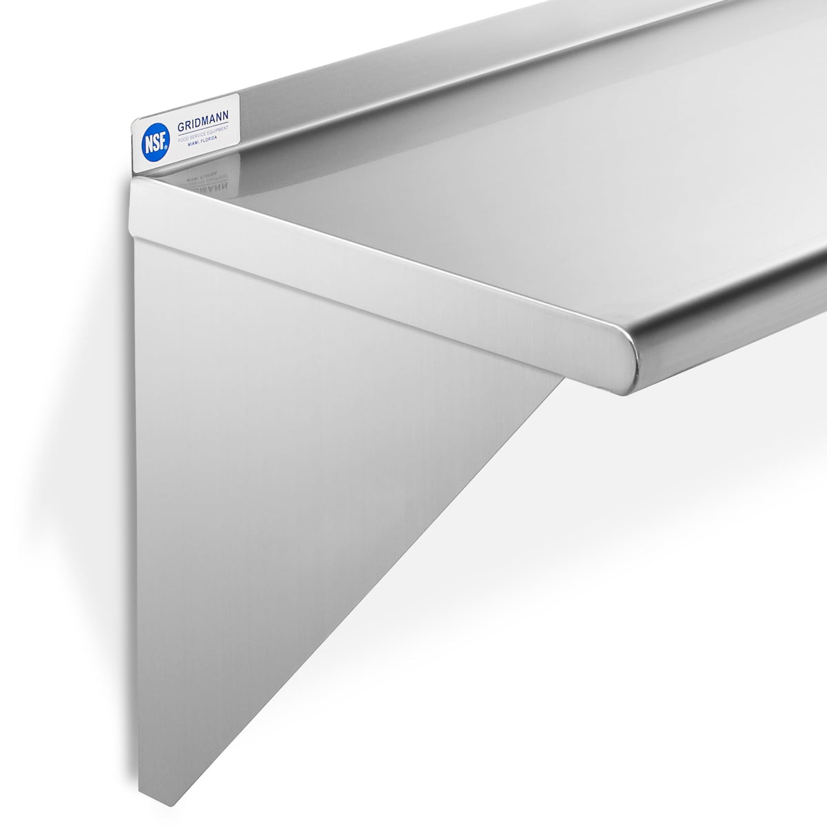 GRIDMANN 14" x 48" NSF Stainless Steel Kitchen Wall Mount Shelf w/ Backsplash