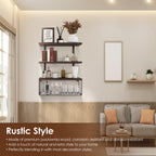 Rustic Floating Shelves, Moclever 2.75lbs Wall Mount Wooden Bathroom Floating Shelves with Basket