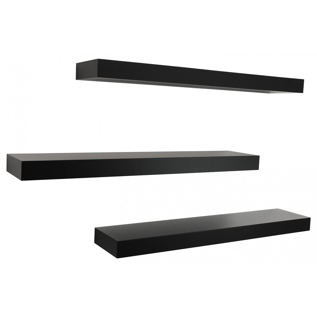 KG Stockholm Maine Floating Wall Shelf - Black, 24", Pack of 3