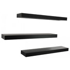 KG Stockholm Maine Floating Wall Shelf - Black, 24", Pack of 3