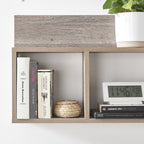 Danya B. Modern 3 Cube Floating Wall Shelf with Display Ledge - Easy to Hang Wall Mounted Triple Cubby Shelf - Oak