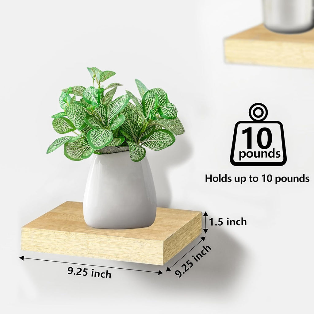 Sorbus Square Floating Shelf for Wall - 3 Small Shelves with Invisible Mounting Brackets for Living Room Decor, Bedroom, Bathroom Decor, Home & Kitchen - 9" Black Wall Shelf
