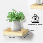 Sorbus Square Floating Shelf for Wall - 3 Small Shelves with Invisible Mounting Brackets for Living Room Decor, Bedroom, Bathroom Decor, Home & Kitchen - 9" Black Wall Shelf