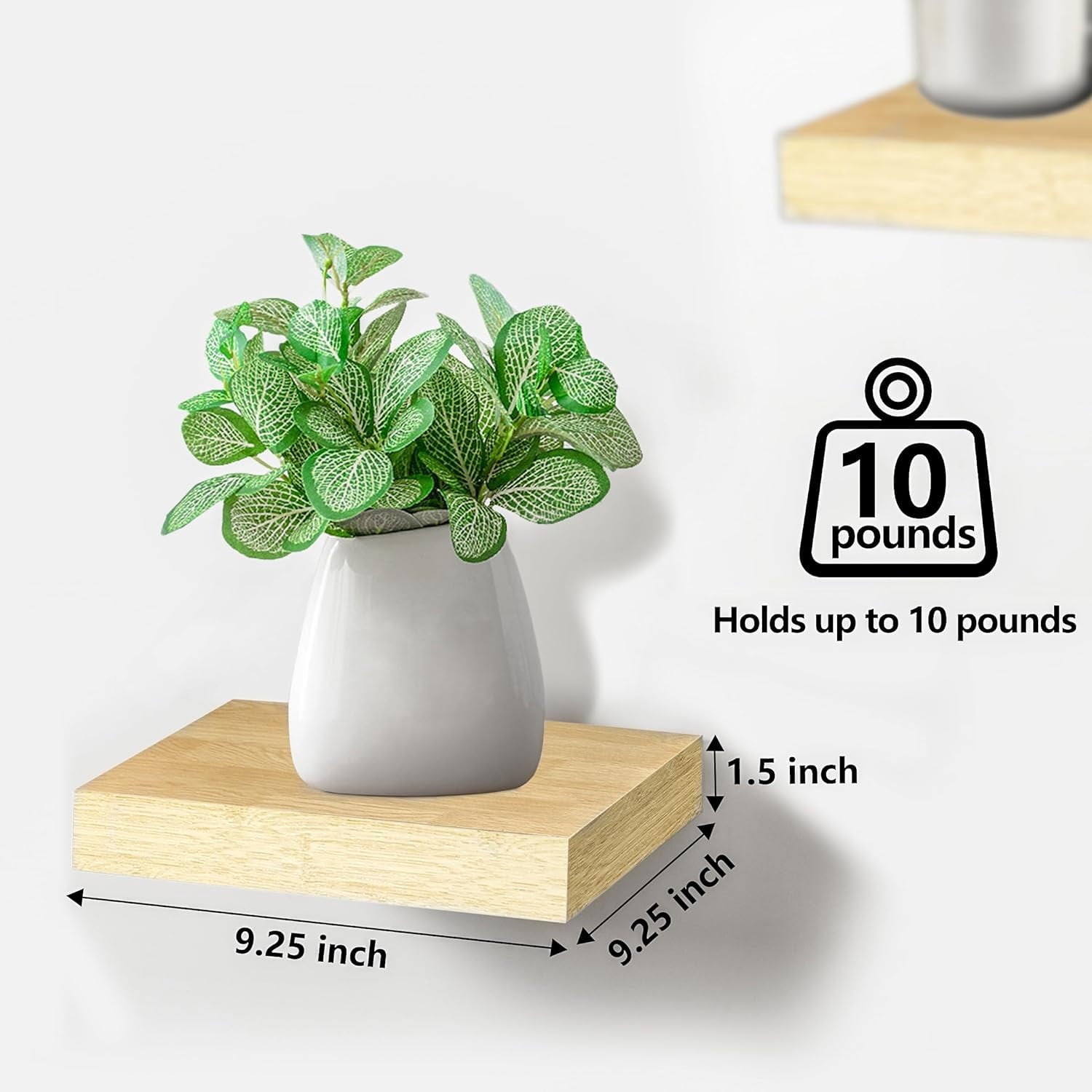 Sorbus Square Floating Shelf for Wall - 3 Small Shelves with Invisible Mounting Brackets for Living Room Decor, Bedroom, Bathroom Decor, Home & Kitchen - 9" Black Wall Shelf