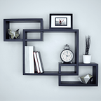 Ballucci Interlocking Floating Shelves, Horizontal or Vertical Display Cube Wall Mount Shelf, Black