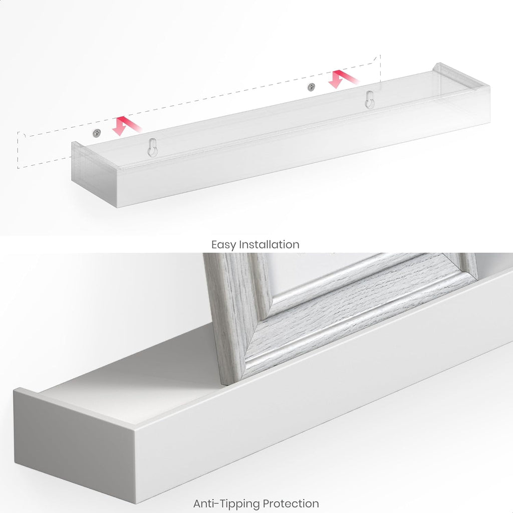 Ballucci Modern Floating Shelves, Set of 4 Wood Wall Mount Shelves, White