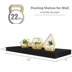 Sorbus Wall Mounted Floating Shelves for Wall Décor - Large 24 Inch, 4 Pack, Black