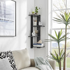 Danya B. Alvar Corner 4-Tier Floating Ledge Column Wall Shelf - Black