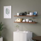 Ballucci 48" Floating Shelves, 2-Pack Wood Wall Shelf Set with Invisible Brackets, 8" Deep, Rustic Brown