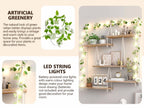 FKS LIFE Hanging Shelves for Wall, Macrame Hanging Plant Shelf with Vine Lights 5 Tier Rope Floating Shelf Storage Rack Boho Wall Decor