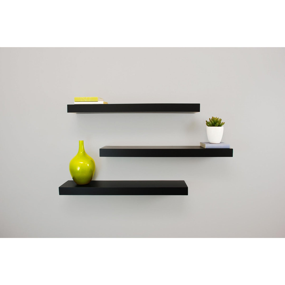 KG Stockholm Maine Floating Wall Shelf - Black, 24", Pack of 3