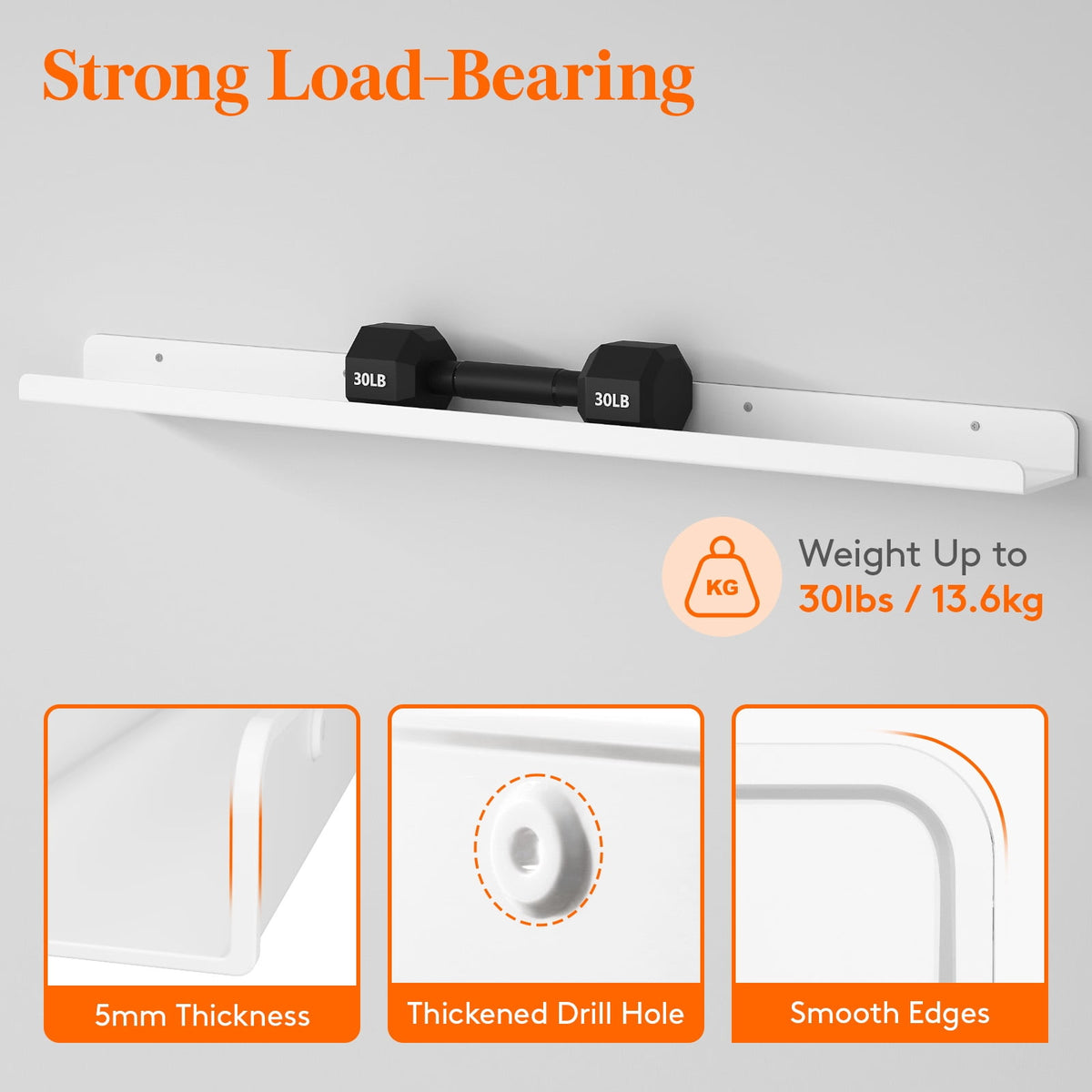 Floating Nursery Book Shelves for Wall Set of 4, 36 inch White Long Kids Bookshelf, Kids Room Bedroom Study Storage Display Organizer Decor