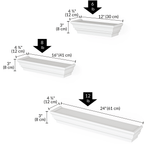 Ballucci Victorian Wall Ledge and Shelf, Wood Floating Wall Shelves Set, 12", 16", 24", Set of 3, White
