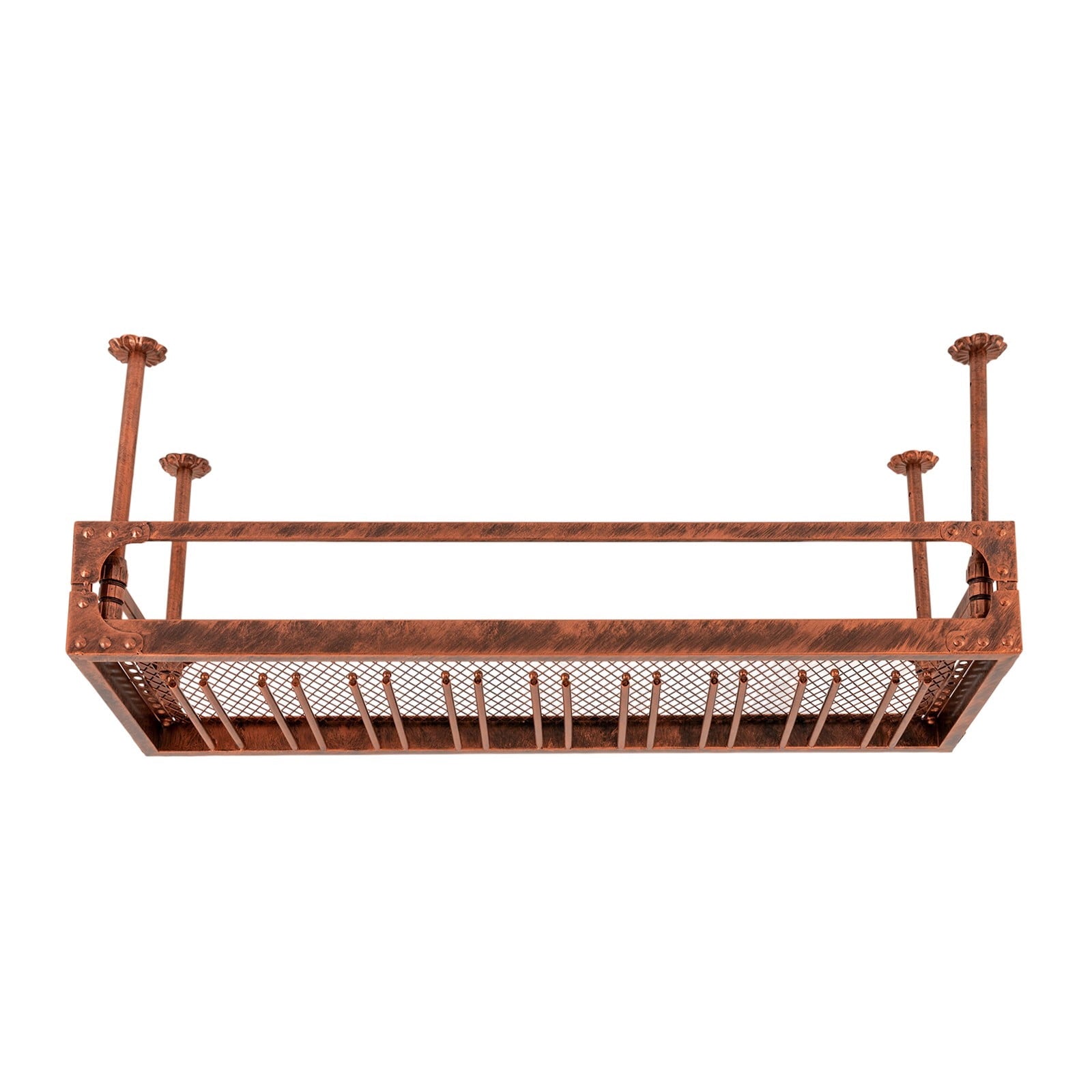 ToppiJoy Industrial Vintage Bar Floating Shelf, Ceiling Mounted Hanging Wine Bottle Holder, Shelf Champagne Glass Rack, for Bar Home (Bronze)