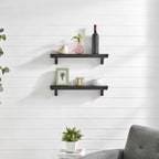 Danya B. Decorative 24" Floating Wall Décor Display Ledge Shelves – (Set of 2) - Black