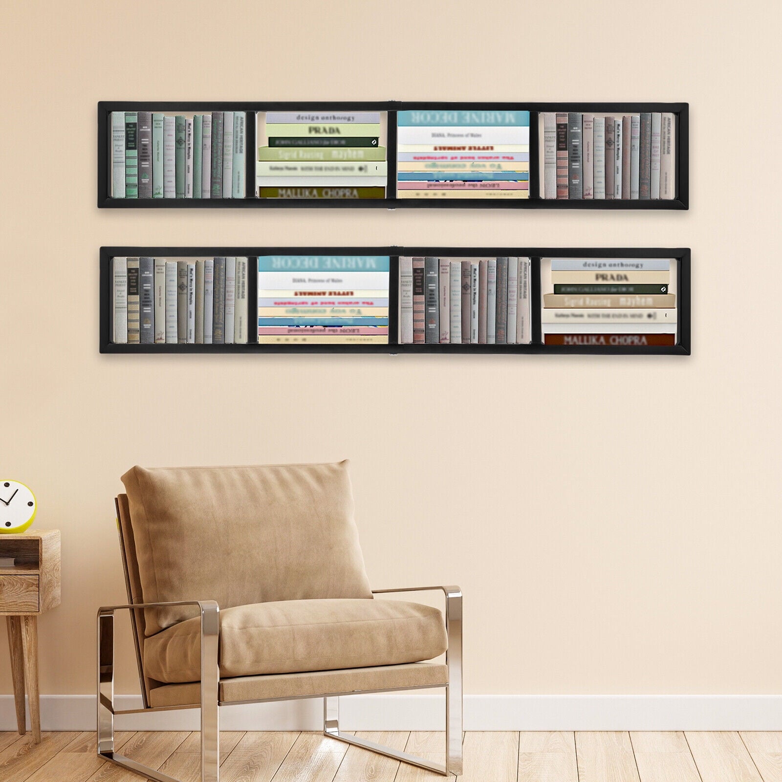 2x Home CD Rack Large Wall Mount Floating Shelf  CD DVD Rack Media Storage Organizer Shelves