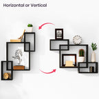 Ballucci Interlocking Floating Shelves, Horizontal or Vertical Display Cube Wall Mount Shelf, Black