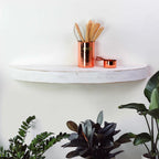 American Art Decor Large Rustic Round Oval Wood Decorative Floating Wall Mounted Shelf - White - 36" L x 3" H x 10" D