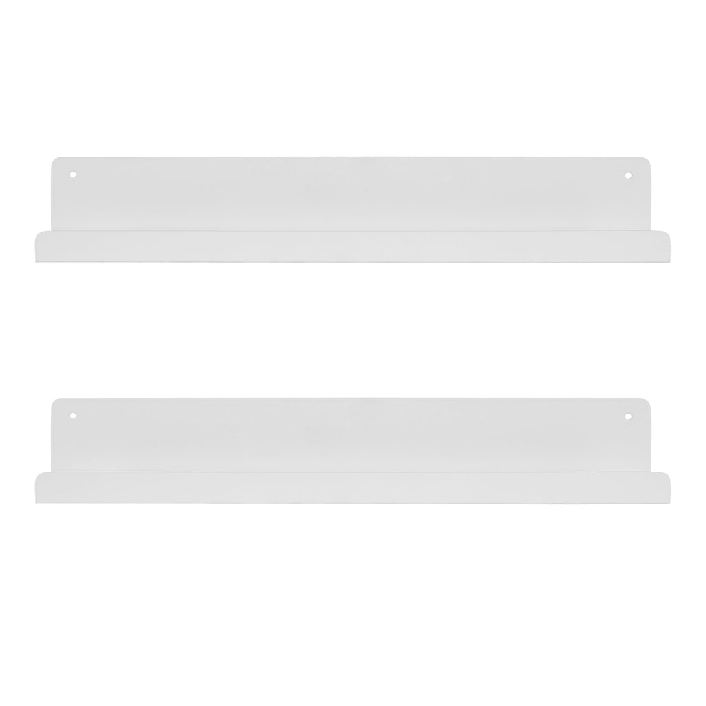 Kate and Laurel Mezzo Modern Metal Floating Shelves, Set of 2, 24, White, Photo Display Ledge