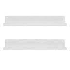 Kate and Laurel Mezzo Modern Metal Floating Shelves, Set of 2, 24, White, Photo Display Ledge