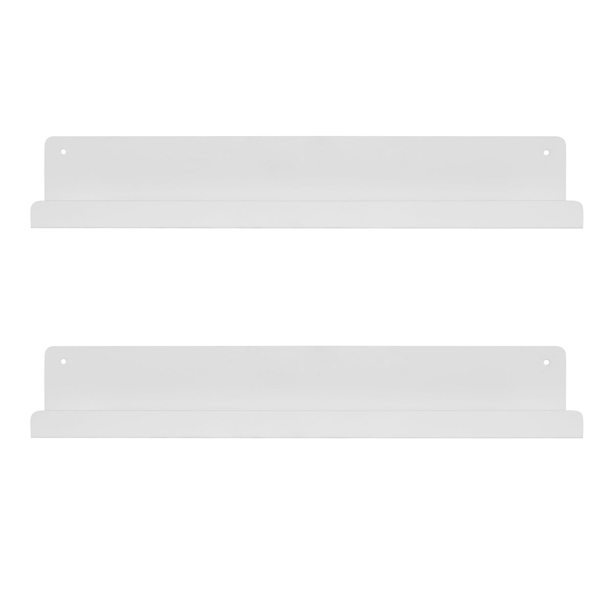 Kate and Laurel Mezzo Modern Metal Floating Shelves, Set of 2, 24, White, Photo Display Ledge