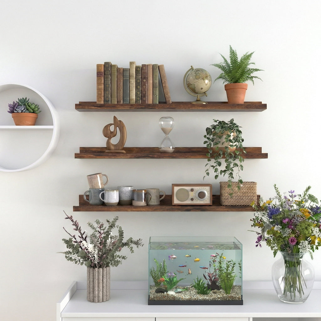 36 inch Floating Shelves Wall Mounted Set of 3, Rustic Large Wall Shelves Picture Ledge Shelf for Bedroom Living Room Bathroom Kitchen