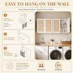 48 Inches Laundry Room Wall Cabinets Bathroom Cabinets Wall Mounted with Adjustable Shelves, Rattan Wall Cabinet for Bedroom, Kitchen, Bathroom