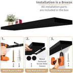 Sorbus 3-Pack 35"x9" Floating Wall Shelves for Bedroom, Kitchen, Bathroom, Home Décor, Black