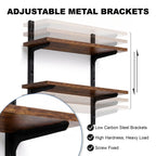 Mifurn 2-Tier Floating Shelves for Wall, 18.9" Adjustable Wall Track Wood Shelves, Rustic Brown