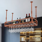 ToppiJoy Industrial Vintage Bar Floating Shelf, Ceiling Mounted Hanging Wine Bottle Holder, Shelf Champagne Glass Rack, for Bar Home (Bronze)