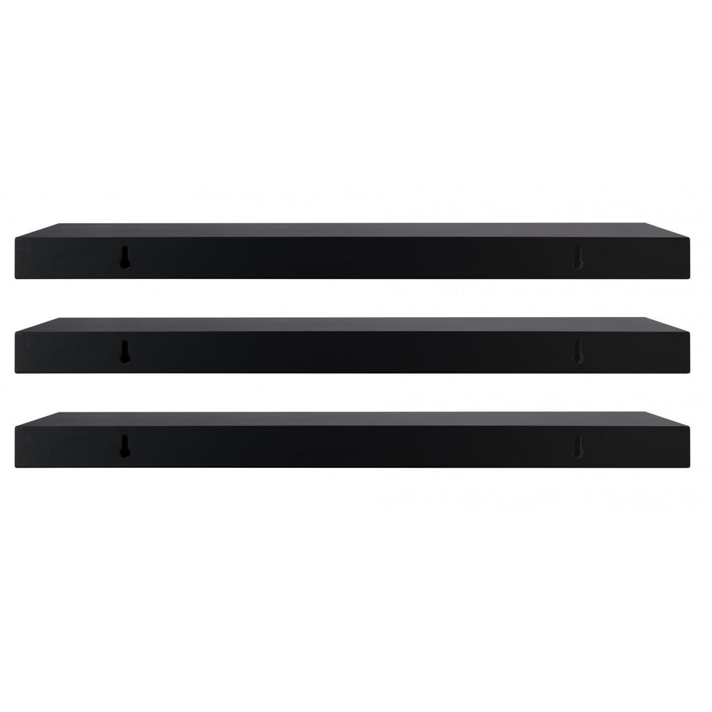 KG Stockholm Maine Floating Wall Shelf - Black, 24", Pack of 3