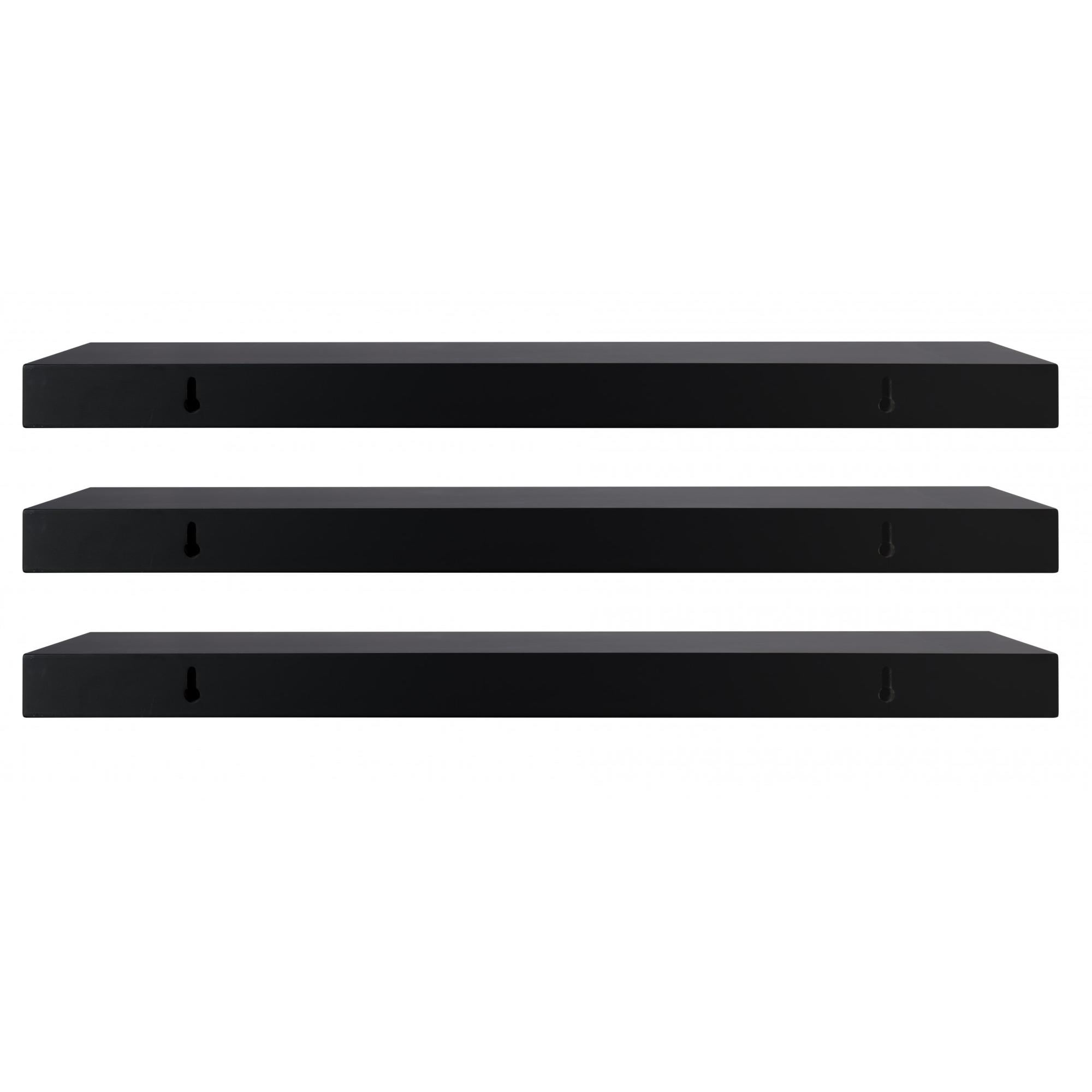 KG Stockholm Maine Floating Wall Shelf - Black, 24", Pack of 3