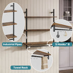 Bestier 31" Kitchen Wall Shelves 3-Tier Floating Shelves for Bathroom, Bedroom, Rustic Brown