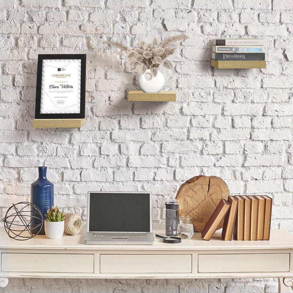 Sorbus Square Floating Shelf for Wall - 3 Small Shelves with Invisible Mounting Brackets for Living Room Decor, Bedroom, Bathroom Decor, Home & Kitchen - 9" Black Wall Shelf