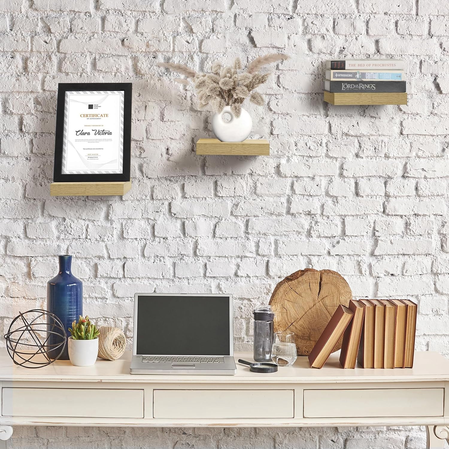 Sorbus Square Floating Shelf for Wall - 3 Small Shelves with Invisible Mounting Brackets for Living Room Decor, Bedroom, Bathroom Decor, Home & Kitchen - 9" Black Wall Shelf