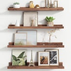 Floating Picture Ledge Shelves for Wall Set of 4, 24 Inch Wall Shelves with Lip Long Living Room Bedroom Decor Frames