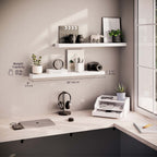Ballucci 36" Floating Shelves, 2-Pack Wood Wall Shelf Set with Invisible Brackets, 6" Deep, White