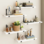 Fairy Floating Shelves, Rustic Wood Wall Storage Shelves Set of 5, 15.7in x 4.7in x 0.6in, White