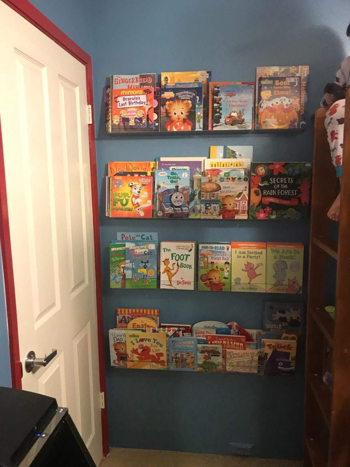 NIUBEE 2 Packs Acrylic Floating Bookshelves for Kids, 36 Inch Clear Wall Floating Shelves, Invisible Wall Bookshelves Ledge Book Shelf, Thicker with Free Screwdriver