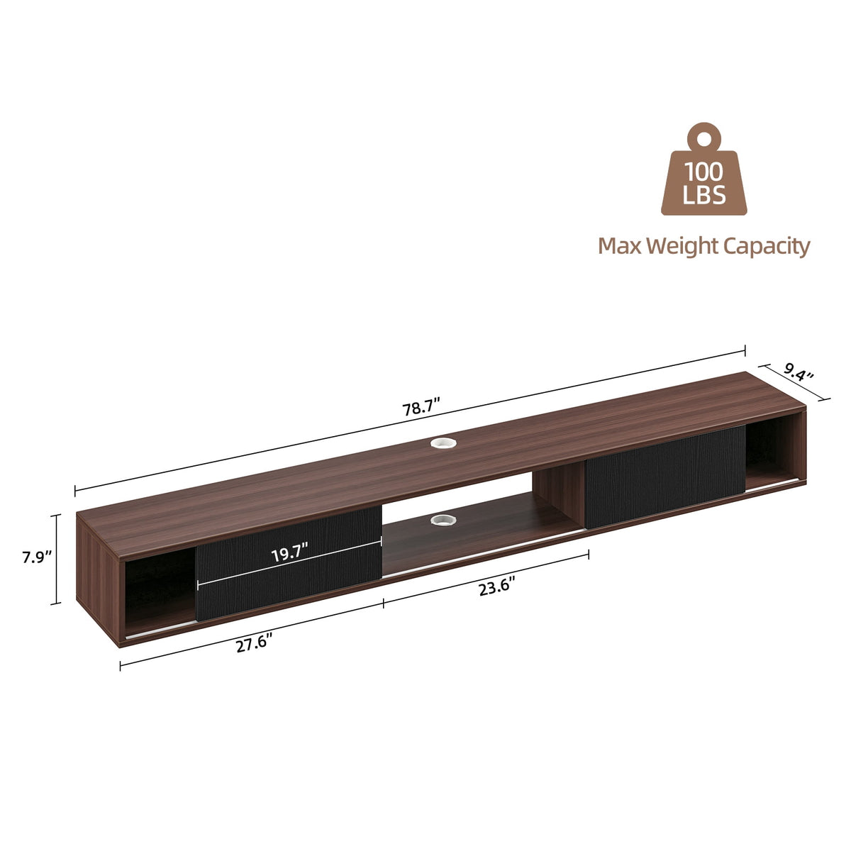 ​​FloatiCasa 78" Floating TV Stand Wall Mounted Floating TV Shelf for TVs up to 78" Entertainment Center with Sliding Doors & Cable Management